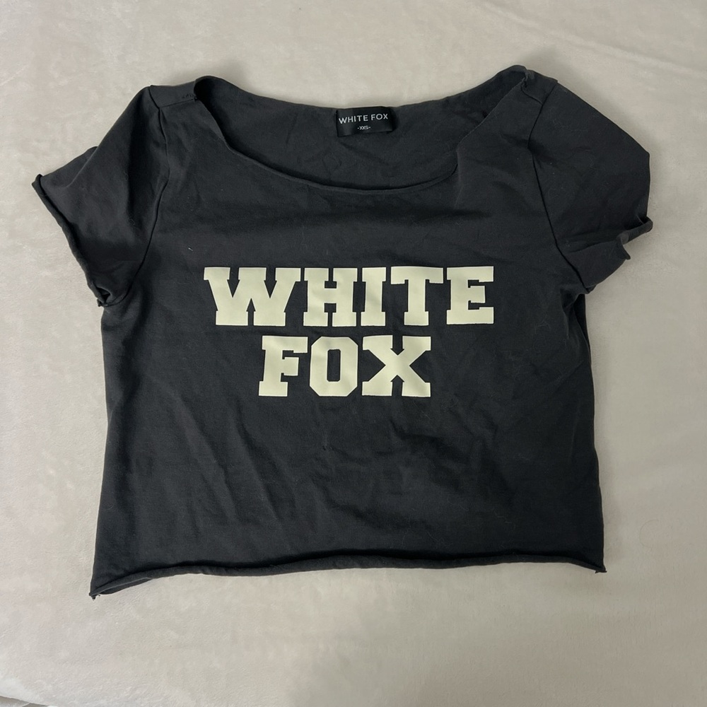 WHITE FOX dark grey off the shoulder crop top